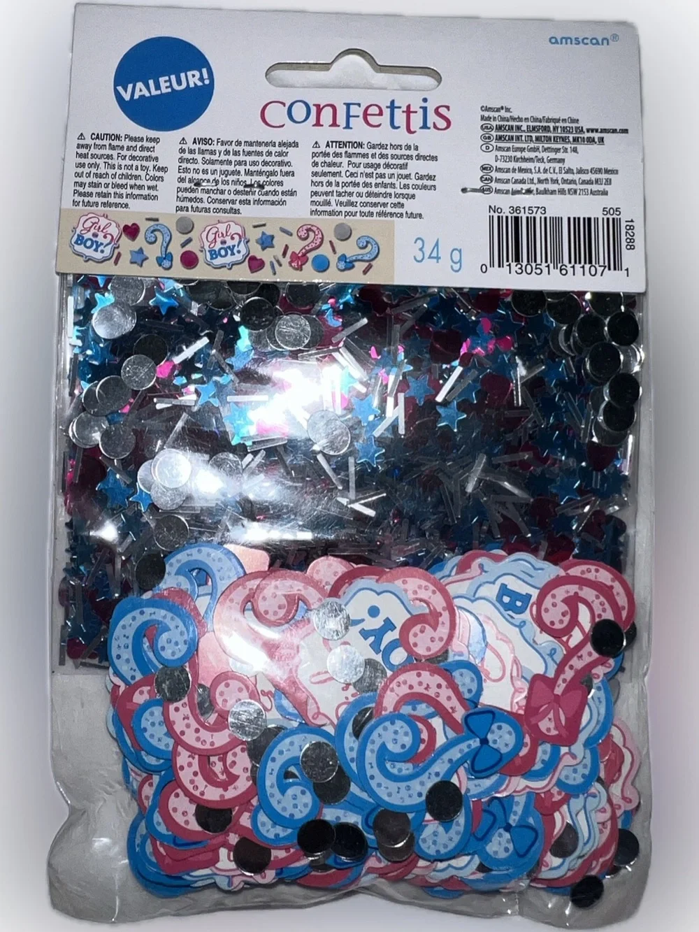 🔴Amscan Pink & Blue Baby Shower Gender Reveal Confetti Mix Party Decoration